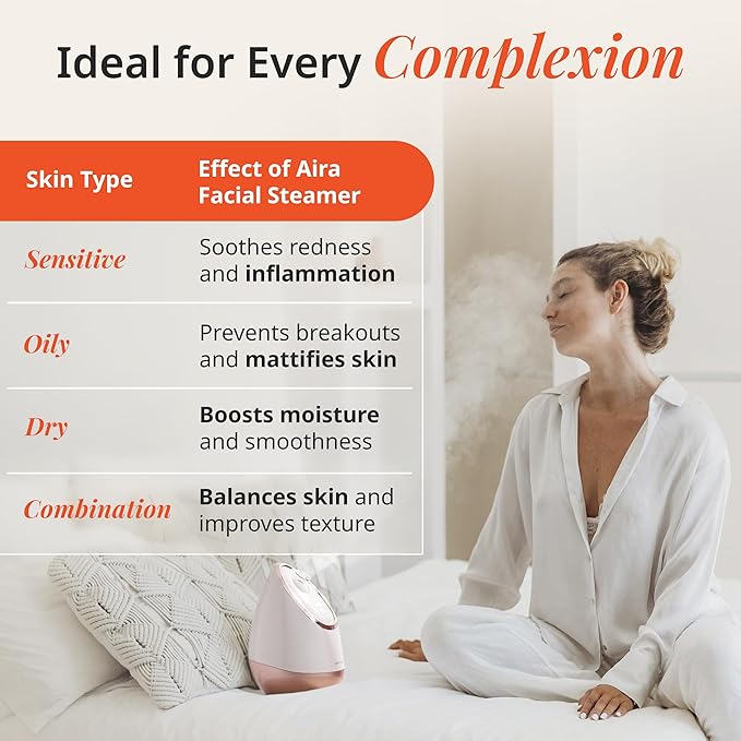 Vanity Planet Aira Ionic Facial Steamer (Rose Gold) - Pore Cleaner That Detoxifies, Cleanses and Moisturizes - Adjustable Nozzle, Water Tank with 3 Essential Oil Baskets