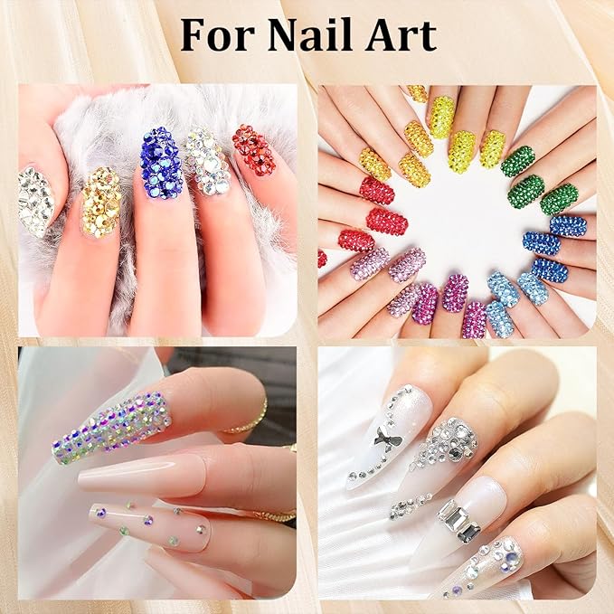 Colorful Face Gems for Makeup Set, Flatback Gorgeous Charming Mixed-Colored Chameleon Crystals with Makeup Glue+Picker Pencil+Tweezer+Dual-End Dotting Tool for Eye Body Hair Make-up and Nail Art Deco