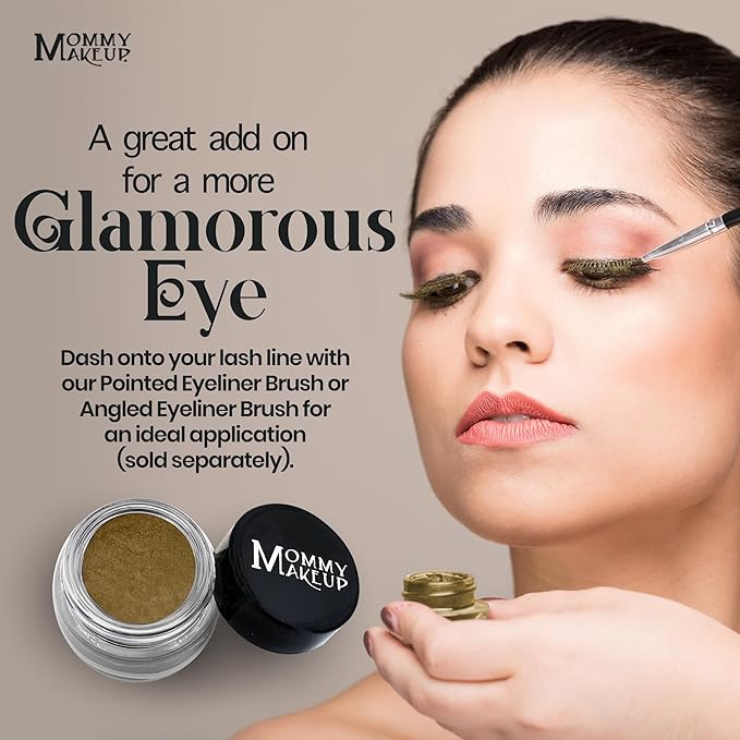 Mommy Makeup Waterproof Stay Put Gel Eyeliner Pot with Micropigments - Smudge-Proof, Long Lasting, Highly Pigmented Cream Eye Liner, 0.14 oz (Olive It Up)