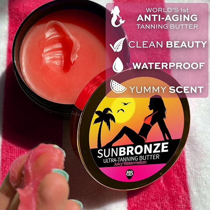 Original Sun Bronze Ultra Tanning Butter - Juicy Watermelon, Use in the sun outdoor or tanning bed Better than tanning oil Tan faster with premium natural ingredients Safe for Sensitive Skin
