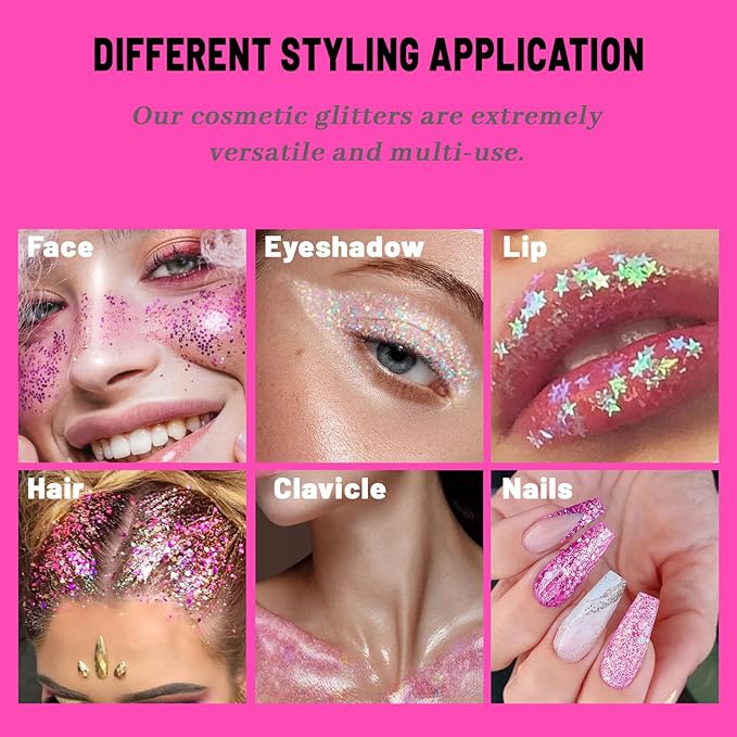 12 Colors Face Glitter Body Glitter Gel Set, Makeup Gel for Body, Hair, Face and Eye, Suitable for Musical Festival Carnival Dance Halloween Party Beauty Mermaid Sequins Makeup