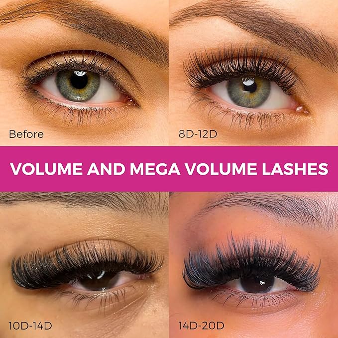 Eyesy Lash 500 Promade Fans - Volume Premade Lash Fans for Eyelash Extensions Pointy Base Handmade Loose Pre Made Eyelashes Middle Stem Soft and Lightweight (10D 0.07 CC 12mm)