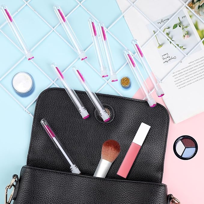 50 Piece Disposable Mascara Brushes Eyelash Extension Brush Diamond Mascara Wands with Tube Spoolies Lash Brush Makeup Tool Lash Extension Supplies (Scale D Pink 50)