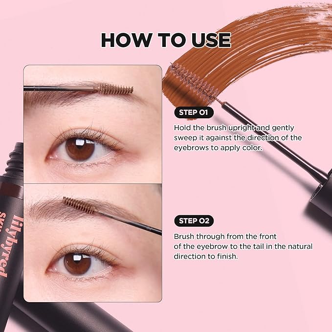 lilybyred Skinny Mes Brow Mascara | Korean 1.5mm Ultra-Slim Brush Eyebrow Mascara, Precision Application, Natural-Looking Finish, Smudge-Proof, Clump-Free, Long-Lasting, 0.12 oz. (04 Gray Brown)