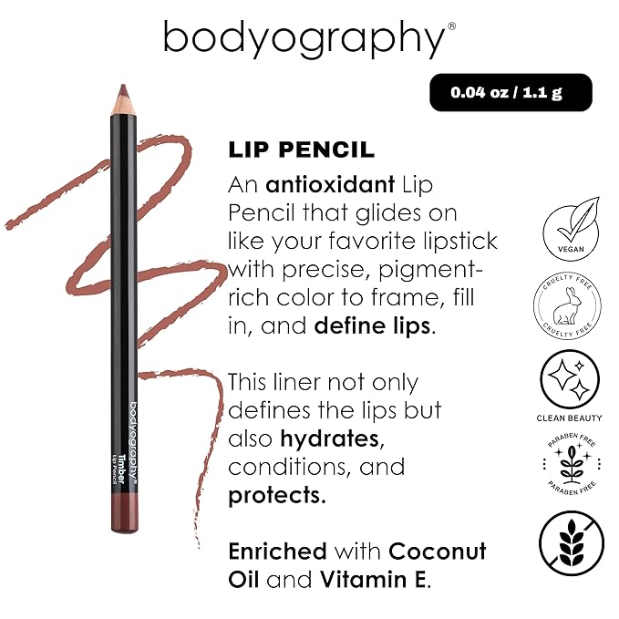 Bodyography Barely There Lip Pencil | Lip Liner Pencil with Coconut Oil, Vitamin E & C | Long-Lasting, Matte Liner for Definition & Color | Makeup Essential for Smooth Lip Contour
