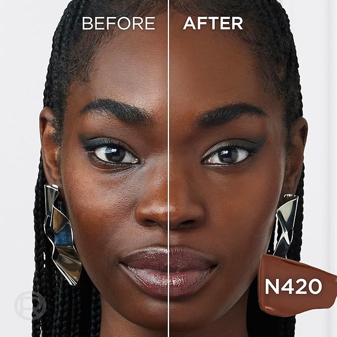 L'Oreal Paris Infallible Skin Ink 2-in-1 Foundation Concealer Hybrid Face Makeup, up to 48HR Transfer-Resistant with Buildable Light to Full Coverage, 420 Deep Neutral