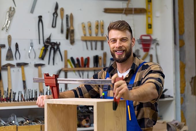 HimaPro 12 Inch Bar Clamp Set, 4 Pack 600 lbs Load Limit Medium Duty Quick Release Steel F Clamp, Ideal for Woodworking, Metalworking, and DIY Projects