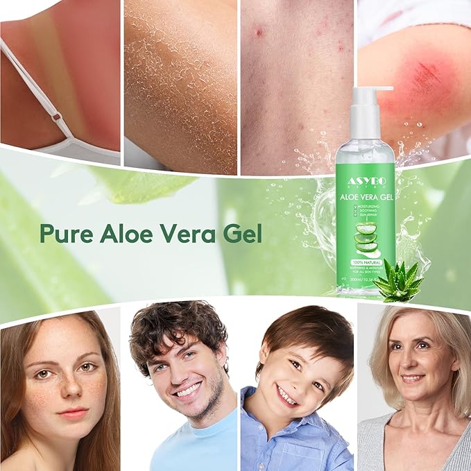 300 ml Aloe Vera Gel, 100% Natural Pure Aloe Vera Hydrating Facial Cream, Soothing & Moisturizing, After Sun Care, Reduce Acne, Repair Scars, Suitable for All Skin Types