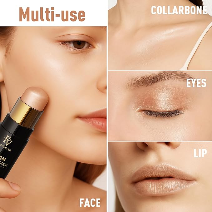 FV Cream Highlighter Stick, Natural Glow Finish & Blendable, Long Lasting Highlight Stick for Glowing Skin & Eyeshadow, Cruelty-free, 05 Sheer Glow