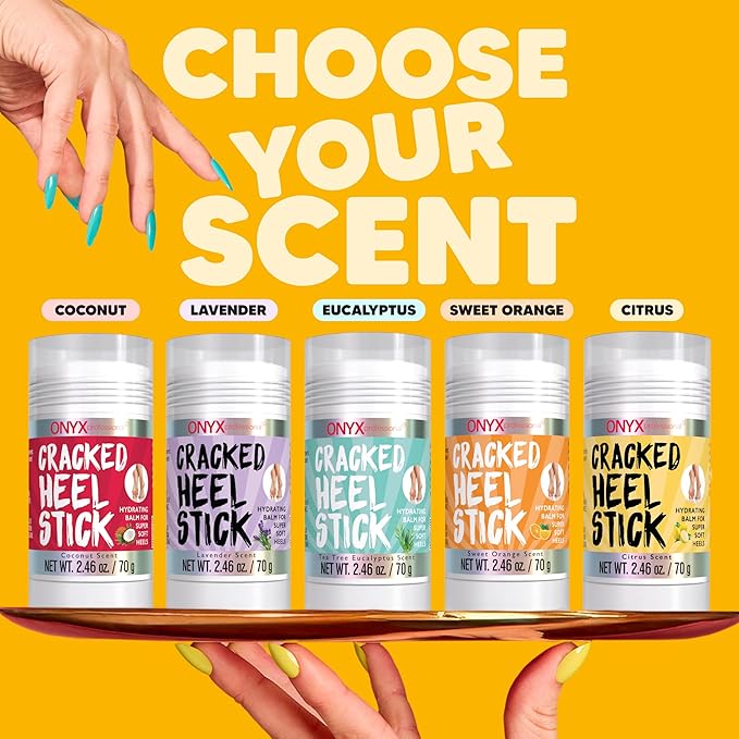 Onyx Professional Cracked Heel Repair Balm Stick, Citrus Scent, 1 Pack - Dry Heels Dry Cracked Feet Treatment, Moisturizing Heel Balm Rolls On, No Mess Like Foot Cream or Foot Lotion