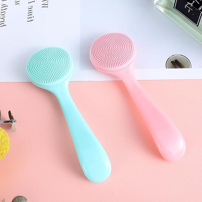 2Pcs Silicone Face Brush Manual Face Scrub Brush, Soft Facial Cleansing Brush Waterproof Exfoliating Face Brush Skin Friendly Face Cleaner Brush for Blackheads Makeup Residues Removal