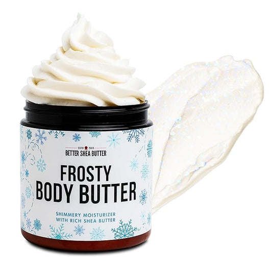 Shimmer Body Lotion with a Frosty Christmas Scent | Christmas Lotion Limited Edition with Organic Shea Butter | Body Butter for Women with Body Glitter | Christmas Skin Moisturizer
