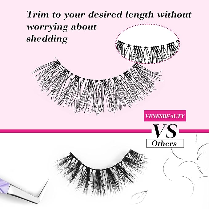 VEYESBEAUTY False Eyelashes Wispy Lashes Lightweight Natural Look Fluffy 3D Layered Volume Faux Mink Thin & Invisible Band Dreamy Lashes, Comfortable and Reusable, 5 Pairs