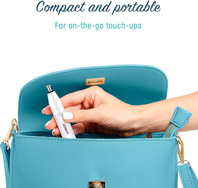 Conair Ear and Nose Hair Trimmer for Women, Cordless Battery-Powered, Patent 360 Bevel Blade for No Pull, No Snag Trimming Experience, True Glow by Conair