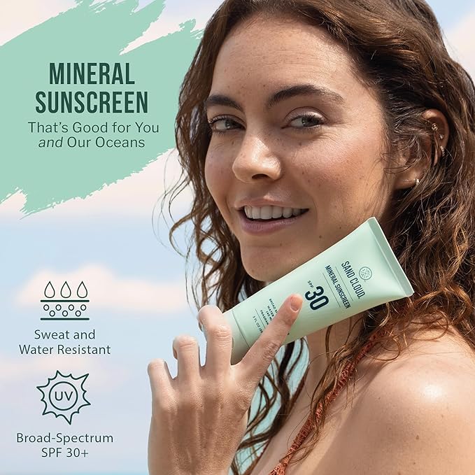 Sand Cloud Broad Spectrum Mineral Sunscreen for Body SPF 30, 3 Oz - Fragrance-Free Body Mineral Sunscreen that Hydrates, Nourishes, & Protects Skin - Zinc Oxide Body Sunscreen for Sensitive Skin