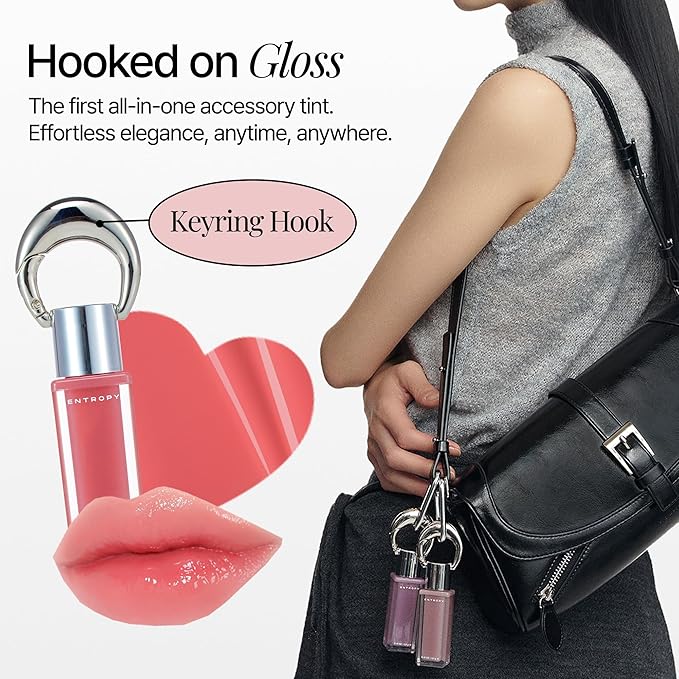 ENTROPY Makeup 2-in-1 Charm Shiny Glowy Lip & Cheek Gloss Tint Keychain, High Pigment Glossy Lip Color & Plumping Gloss, C10 Taaffeite Charm
