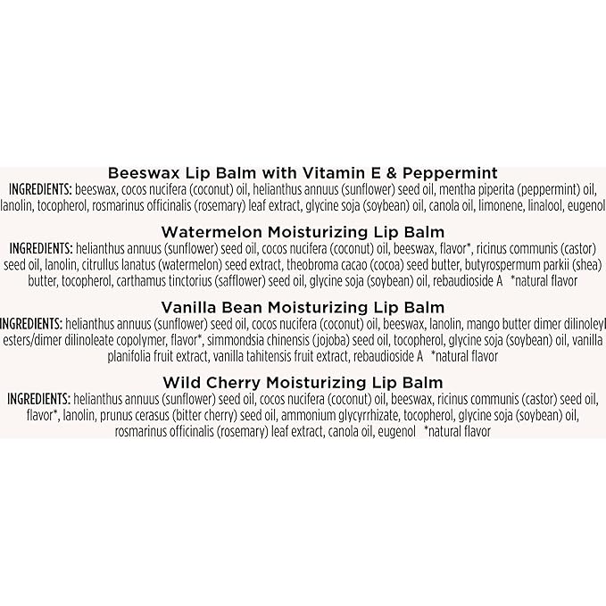 Burt's Bees You're the Balm Lip Balm Pack, With Beeswax, Wild Cherry, Watermelon and Vanilla Bean Flavors, With Responsibly Sourced Beeswax, Tint-Free, Natural Origin Lip Treatment, 4 Tubes, 0.15 oz.