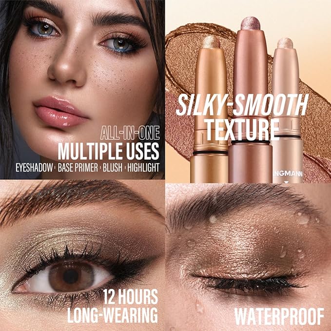 Jolilab Eyeshadow Stick Set, 2 Colors Matte Professional Bright-Colored Contouring and Highlight Eyeshadow Stick, Cream Waterproof Long Lasting High Pigmented Eye Shadow. (2, 11+12)