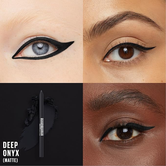 Maybelline TattooStudio Long-Lasting Sharpenable Eyeliner Pencil, Glide on Smooth Gel Pigments with 36 Hour Wear, Waterproof, Deep Onyx, 1 Count