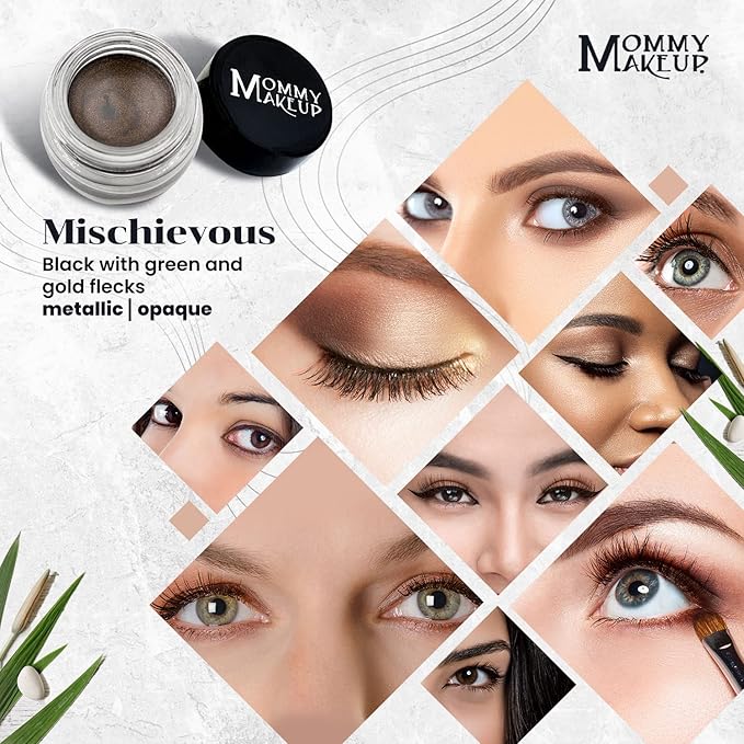 Mommy Makeup Waterproof Stay Put Gel Eyeliner Pot with Micropigments - Smudge-Proof, Long Lasting, Highly Pigmented Cream Eye Liner, 0.14 oz (Mischievous)