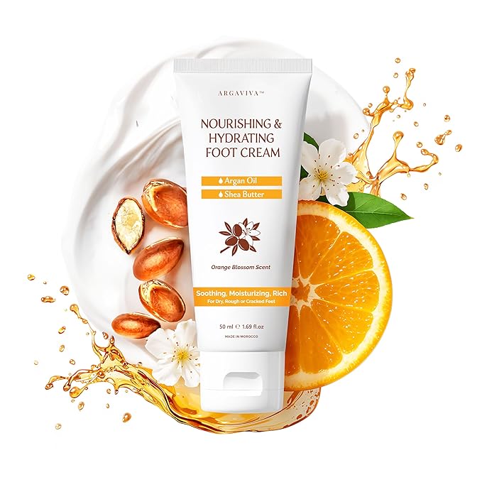 Foot Cream for Dry Cracked Heels and Feet Moisturizer with Argan Oil, Shea Butter & Vitamin E – Hydrating Foot Lotion for Dry Cracked Feet for Women – Smooth, Fast-Absorbing, Non-Sticky Care
