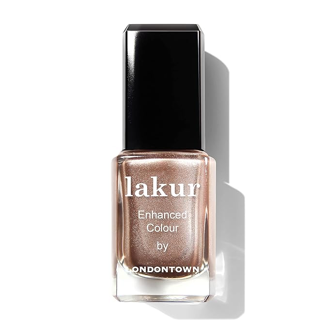 LONDONTOWN lakur Nail Polish - Chip-Resistant, Non-Toxic, Conditions & Hydrates Nails | Glittery Metallic Nude Shimmer, Sugarcane, .40 fl oz