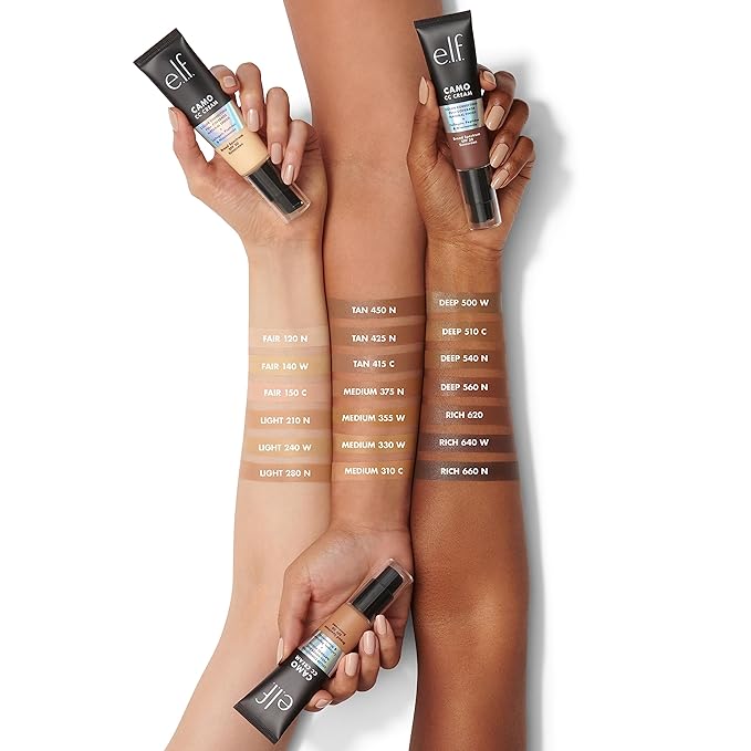 e.l.f. Camo CC Cream, SPF 30 Color-Correcting Medium-To-Full Coverage Face Foundation, Delivers An Airbrushed Finish, Vegan & Cruelty-Free, Rich 620 W