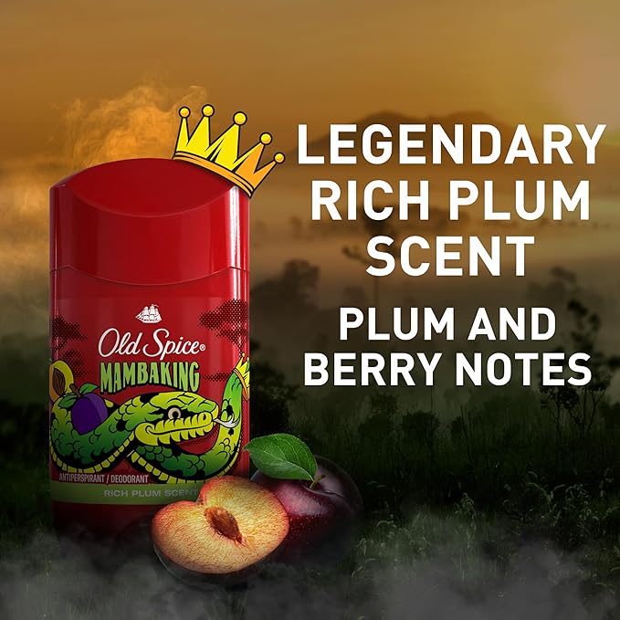 Old Spice Aluminum Free Deodorant for Men, 24/7 Odor Protection, 24/7 Freshness & Lasting Scent, Goes on Clear, MambaKing with Rich Plum Scent, 2.6 oz (Pack of 6)