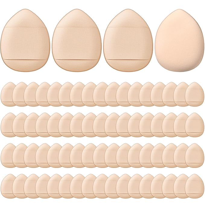 Gerrii 72 Pcs Finger Powder Puff Mini Makeup Sponge Soft Beauty Makeup Blender Puff for Foundation, Face Powder, Under Eye Setting, Concealer, Repair Cream, Cosmetic Tool (Skin Color)