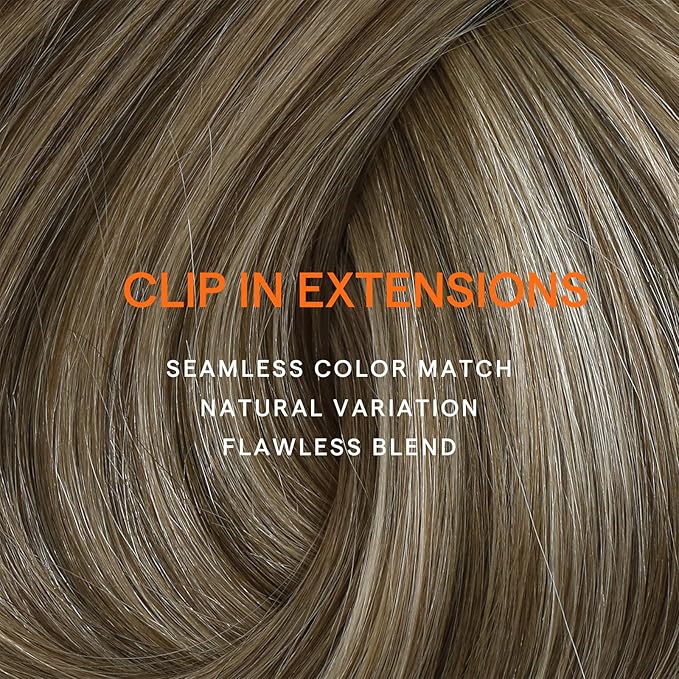 Full Shine 18 Inch Clip in Extensions Remy Human Hair Clip in Hair Extensions Chestnut Brown Balayage to Brown With Platinum Blonde Real Hair Clip ins Double Weft 7 Pcs 120 G