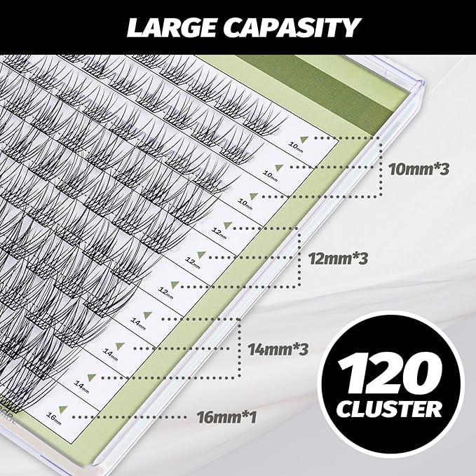 DIY Eyelash Extension Lash Clusters 120 Clusters False Eyelash 3D Effect Individual Natural Lashes Set at Home Eyelash Extension Kit Lashes Pack Natural Mixed