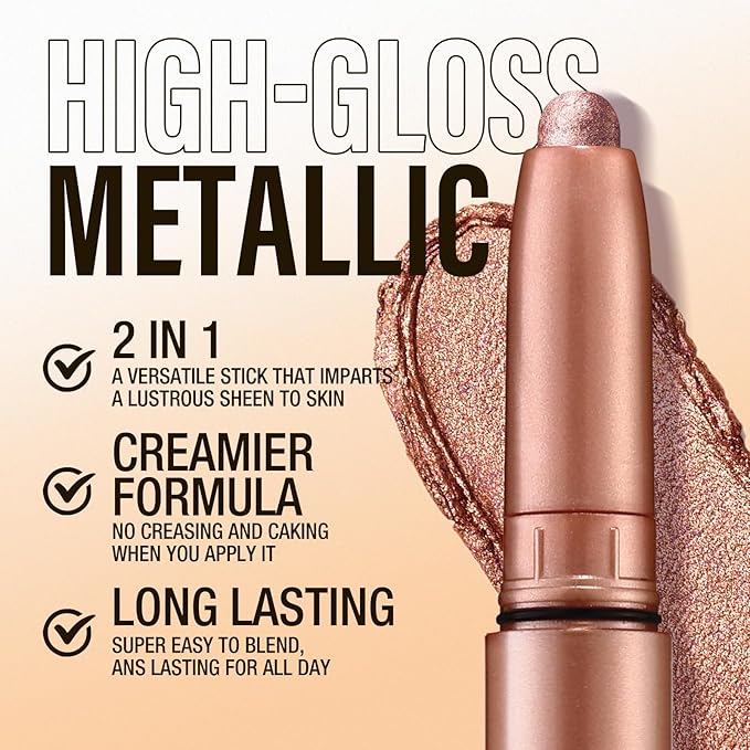 LANGMANNI Eyeshadow Stick,4 PCS Waterproof Multi-Color Eyeshadow Pen Set,Creamy Long-Lasting Eye Makeup Kit,Natural & Shimmer Shades Contour Stick,Gifts For Women (#1+7+22+23-4Colors)