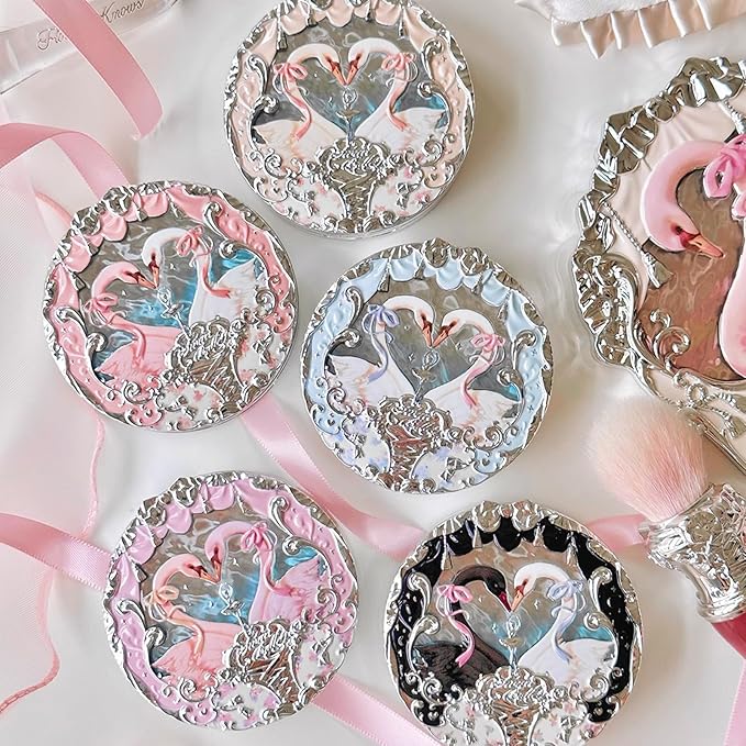 Flower Knows Swan Ballet Embossed Blush,Translucent Matte Finish,Buildable & Blendable Powder Blush for cheeks,Pressed Setting Powder,Natural Flush for All Skin Tones(01 Niveous Swan,5g)