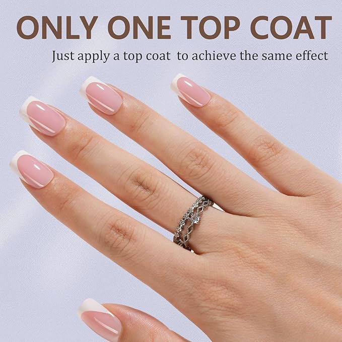 Misssix French Gel Nail Tips, 160Pcs French Tip Press on Nails Short Square Pink, No Need to File Tips Pre-lasting, Fake Nails for Nail Art DIY 16 Sizes