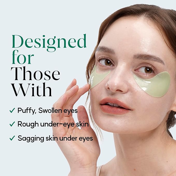 Pale Green Pastel Eye Mask - Cooling Eye Patches for Puffy Eyes | Skin-Firming Under Eye Patches for Sagging Skin | Soothing Under Eye Mask Patches (3.04 fl oz, 30 Sets, 60 EA)