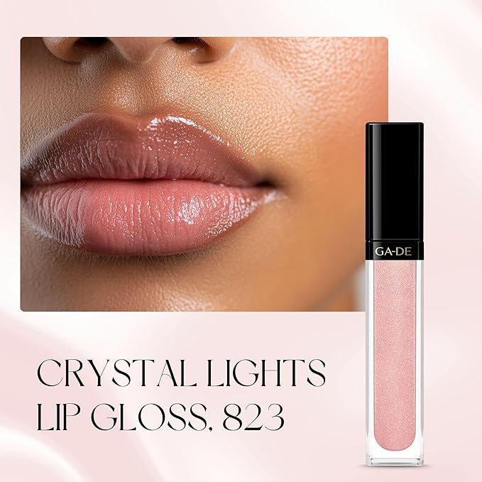 GA-DE Crystal Lights Lip Gloss, 823 - Enriched with Light-Reflecting Crystal Pearls - Smooth Silky, Rich Color - Moisturizes and Adds Shine - 0.2 oz