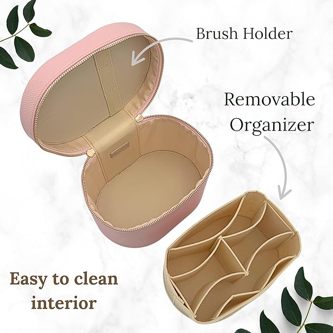 JAZD Vanity Case Makeup Bag with Removable Organizer Divider, Travel Toiletry Cosmetic Organizer for Women