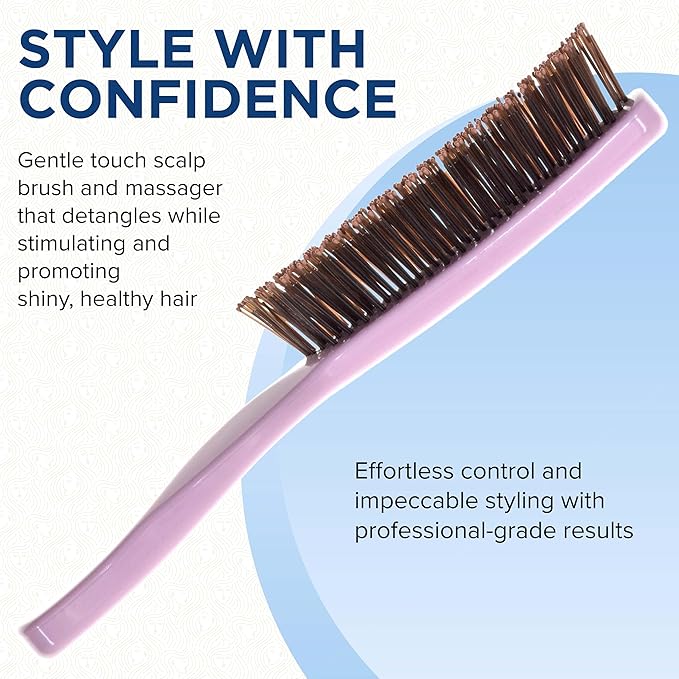 GIORGIO Hair Brush for Men and Women, Gentle Mini Hair Detangler Brush, Dual Length Bristles, Scalp Massager, Travel Detangling Brush, All Hair Types, Pink