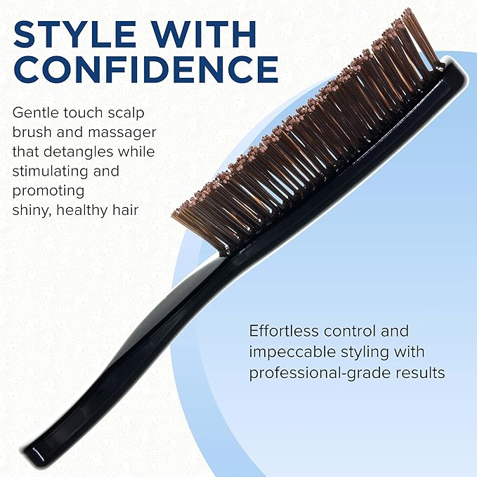 Giorgio GIO1IVY Black Gentle Touch Detangler Hair Brush for Men Women and Kids. Soft Bristles for Sensitive Scalp. Wet and Dry for all Hair Types. Scalp Massager Brush Stimulate Hair Growth