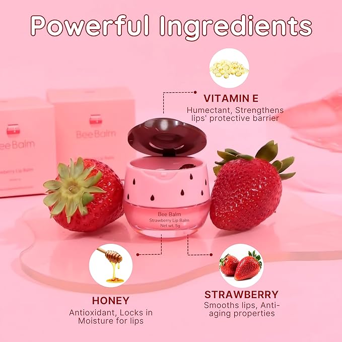 Original My Bee Balm Lip Balm - 4 Pack Hydrating Balm Honey Pot for Dry, Chapped & Cracked Lips with Propolis, Honey & Vitamin E - Soften, Smooth & Reduce Lip Lines