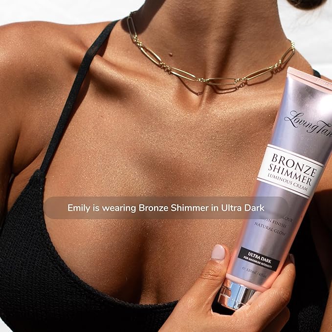Loving Tan Bronze Shimmer Luminous Cream, Ultra Dark - Streak Free, Natural Looking, Instant Sunless Tanner - 6+ Self Tanning Applications per Tube, Cruelty Free - 4 FL Oz