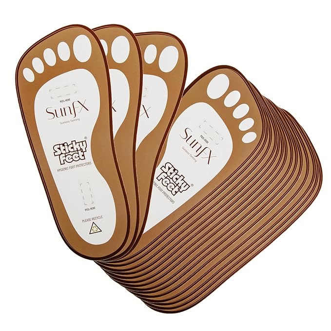 SunFX Disposable Sticky Feet Protectors (50-PAIRS) Spray Tan Feet Protector Pads for Sunless Airbrush Tanning