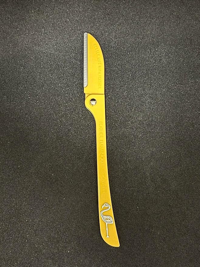 Feather Flamingo Facial Touch Up Stainless Steel Razor for Eyebrow and Face Hair Removal - 3 Pack | Foldable and Long-Lasting