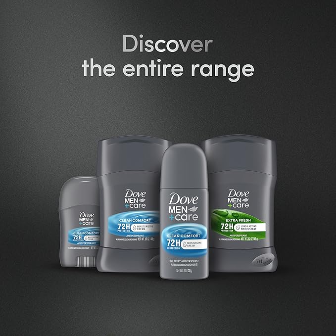 Dove Men+Care Antiperspirant Deodorant Dry Spray Clean Comfort 24 count For Men 72-hour Sweat and Odor Protection with Triple Defense Technology 1 oz