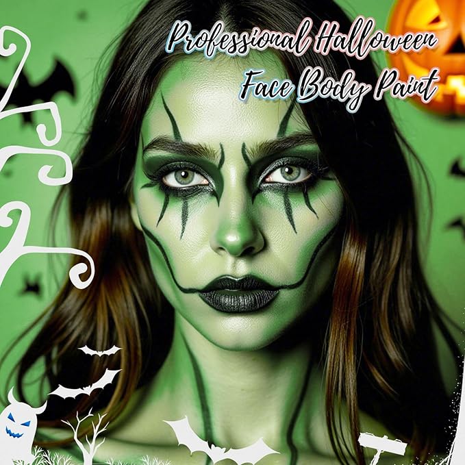 Light Green Water Based Face Body Paint for St. Patrick’s Day,2.37 OZ Large Tube Full Coverage Face Paint for Cosplay Monster Hulk Witch,Washable Green Body Painting Adult Halloween SFX Makeup