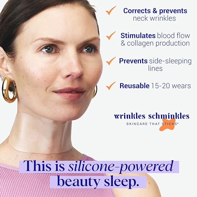 Wrinkles Schminkles Neck Wrinkle Patch - Reusable Silicone Smoothing Pads, Sensitively Formulated Wrinkle Patches. Reduce Wrinkles - Innovative Wrinkle Treatment - Targeting Neck Wrinkles (1 Pack)