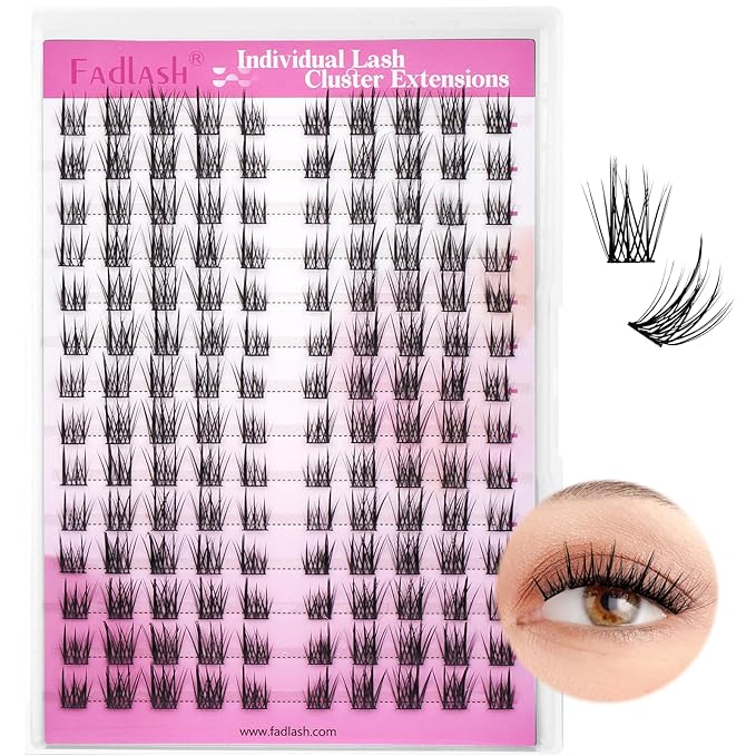 FADLASH Lash Clusters Wispy Eyelash Clusters DIY Reusable Individual Lashes and Waterproof Cluster Eyelash Extensions with Soft Thin Band