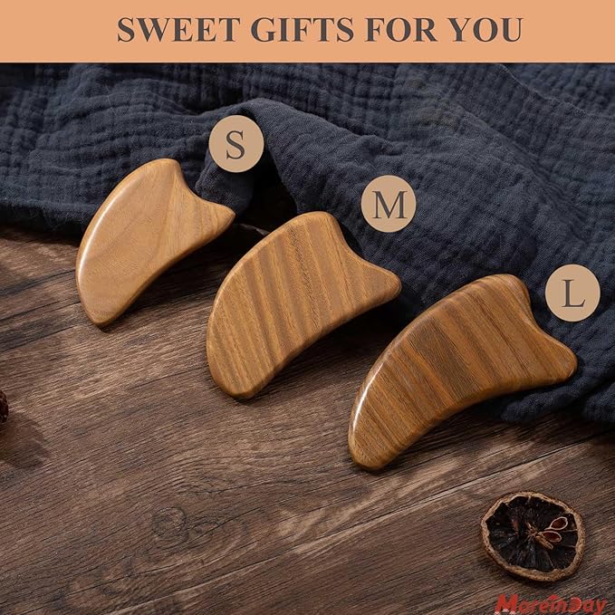 Gua Sha Tool for Face, Gua Sha Facial Tools for Face Massage, Wooden Guasha Tool Reduce Puffiness - Green Sandalwood