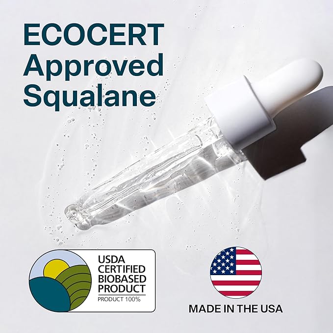 QRxLabs Squalane Oil for Face & Organic Vitamin E Oil - 2 Fl Oz, Unscented - Body & Hair Care - Fine Line & Wrinkle Treatment