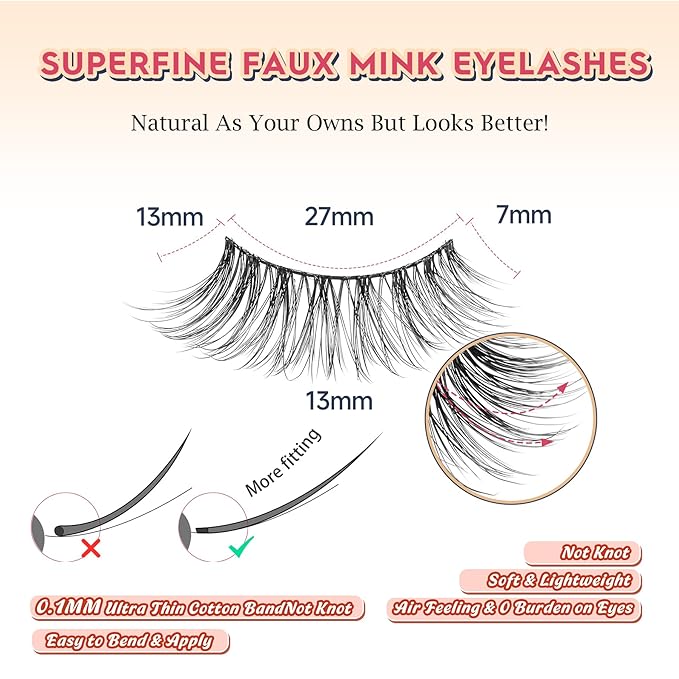 Wispy Cat Eye Lashes False Eyelashes Natural 15MM Strip Eyelashes Thin Band False Lashes 3D Volume Fake Lashes 7 Pair Soft Lash Pack Siligli